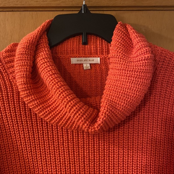 Skies are Blue Colorblock Striped Cowl Neck Sweater Pink Coral Size Small - Picture 2 of 10